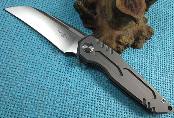 Twosun Titanium Ball Bearings D2 EDC Fast Open Pocket Folding Hunter Knife TS48